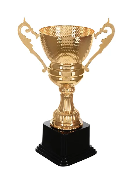 Shiny gold cup on white background. Winner's trophy — Stock Photo, Image