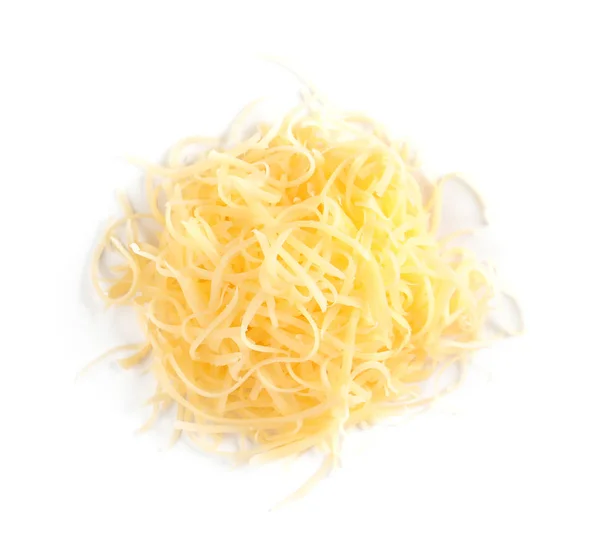 흰색 배경에 강판 맛있는 치즈의 힙 — 스톡 사진