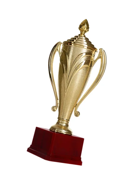 Shiny gold cup on white background. Winner's trophy — Stock Photo, Image