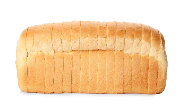 Sliced loaf of wheat bread isolated on white — Stock Photo, Image