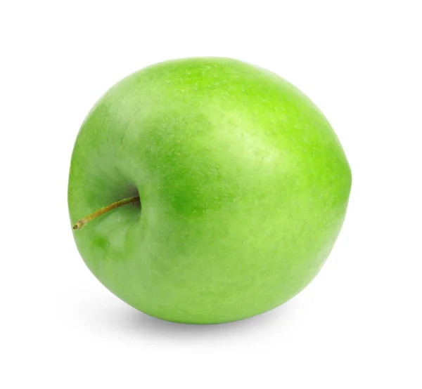 Măr verde proaspăt copt pe fundal alb — Fotografie, imagine de stoc