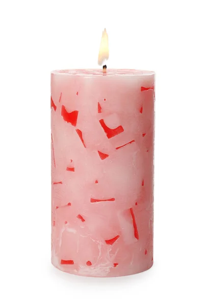 Alight color wax candle on white background Stock Image