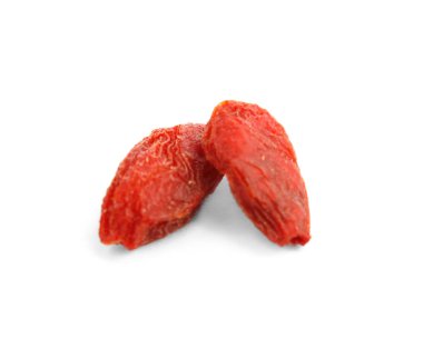 Lezzetli kurutulmuş Goji çilek beyaz izole