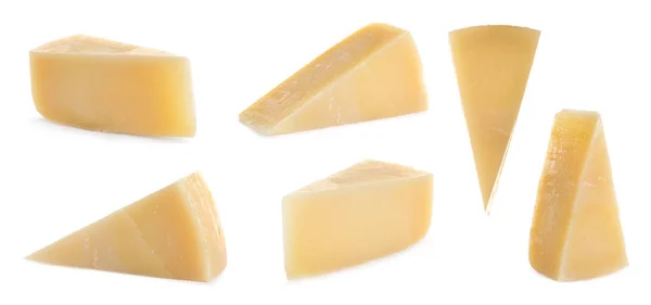 Σετ από νόστιμο τυρί σε λευκό φόντο — Φωτογραφία Αρχείου