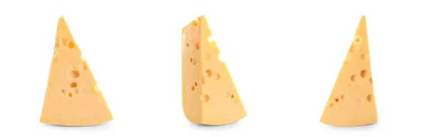 Sada lahodného sýra na bílém pozadí — Stock fotografie