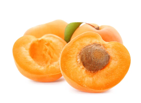 Delicious ripe sweet apricots isolated on white — Stock Photo, Image