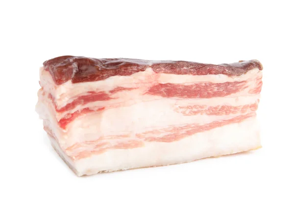 Piece of tasty bacon isolated on white — Stock Image Piece of tasty bacon isolated on white Stock Photo
