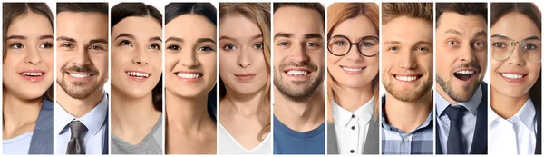 Collage de gente sonriente, primer plano. Diseño de banner — Foto de Stock