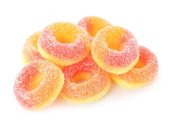 Haufen leckerer Gelee-Bonbons auf weißem Hintergrund — Stockfoto