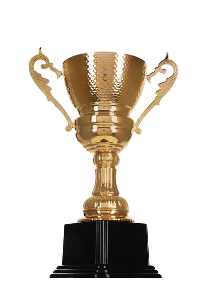 Shiny gold cup on white background. Winner's trophy — Stock Photo, Image