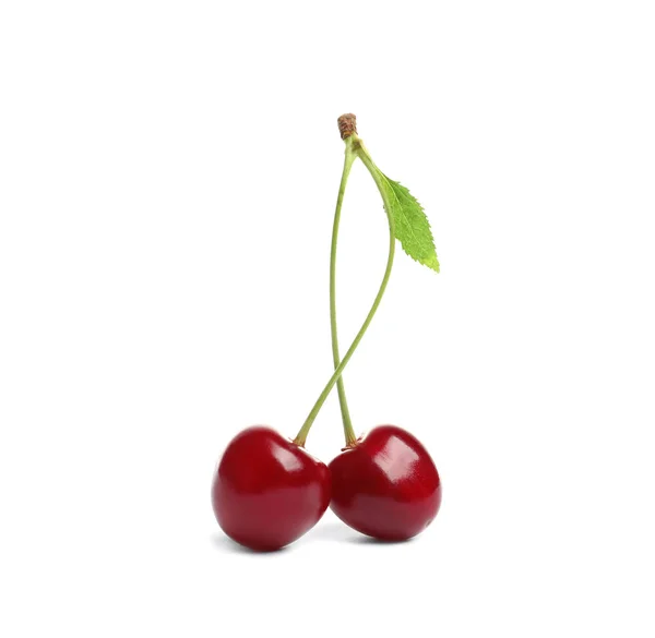Delicious ripe sweet cherries on white background — Stock Photo, Image