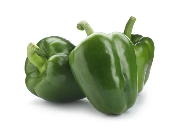 Ripe green bell peppers on white background Stock Picture