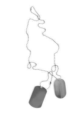 Boş askeri Kimlik etiketleri beyaz izole