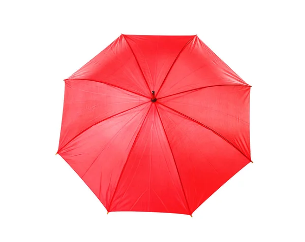 Moderno guarda-chuva vermelho aberto isolado no branco — Fotografia de Stock