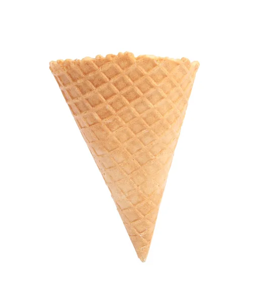 Empty wafer ice cream cone on white background — Stock Photo, Image