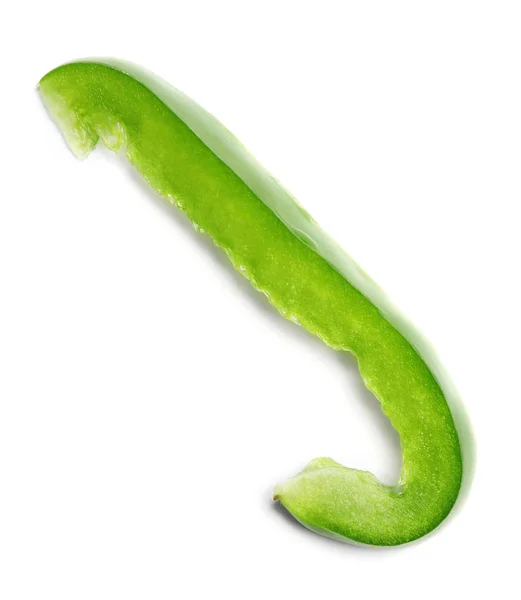 Φέτα από φρέσκο πράσινο πιπέρι σε λευκό φόντο, πάνω όψη — Φωτογραφία Αρχείου