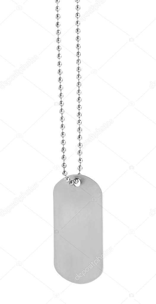 Blank military ID tag isolated on white