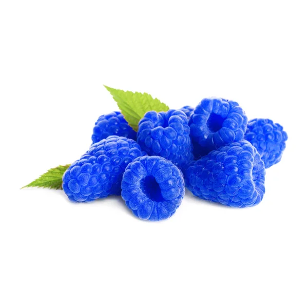 Fresh sweet blue raspberries on white background — Stock Photo, Image