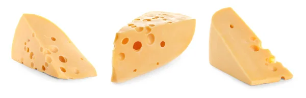 Beyaz arka planda lezzetli peynir seti — Stok fotoğraf