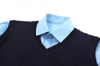 Beyaz arka plan, closeup üzerinde çocuk için okul üniforması