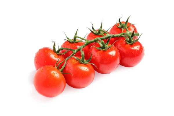 Branche de tomates cerises fraîches isolées sur blanc — Photo