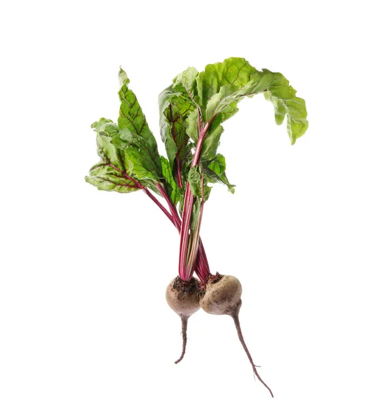 Fresh beets with leaves on white background — Stock Photo, Image