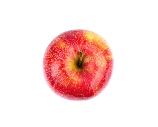 Pomme rouge juteuse mûre sur fond blanc, vue de dessus — Photo