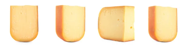 Set von köstlichem Käse auf weißem Hintergrund. Bannerdesign — Stockfoto