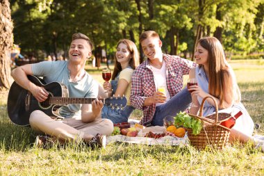 Yaz günü parkta piknik keyfi gençler