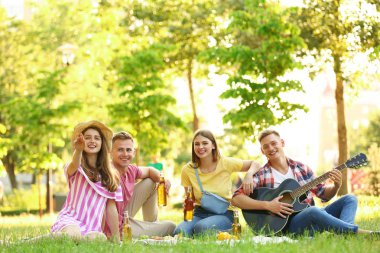 Yaz günü parkta piknik keyfi gençler