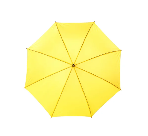 Moderno guarda-chuva amarelo aberto isolado no branco — Fotografia de Stock