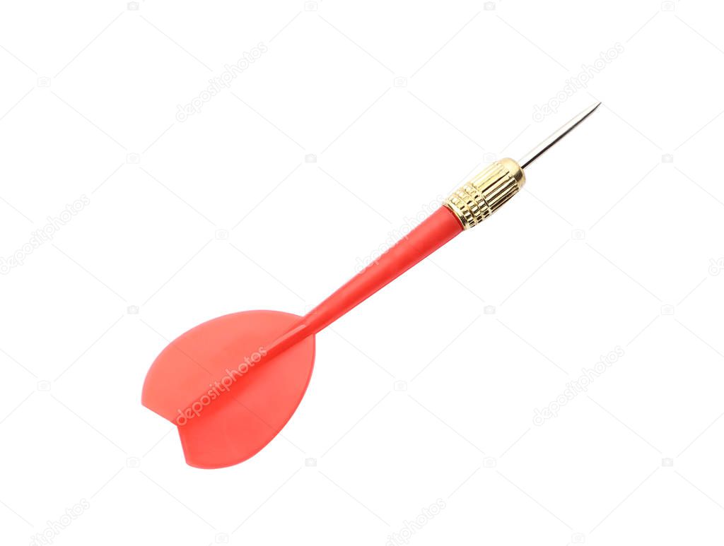 Single sharp red dart isolated on white