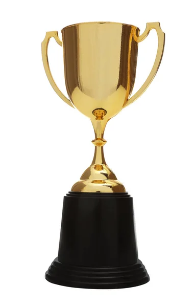 Coupe trophée d'or sur fond blanc. Concept de victoire — Photo