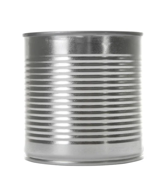 Closed tin can isolated on white, mockup for design — Stock Photo, Image