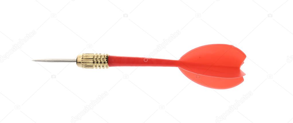 Single sharp red dart isolated on white