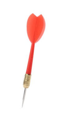 Tek keskin kırmızı dart beyaz izole