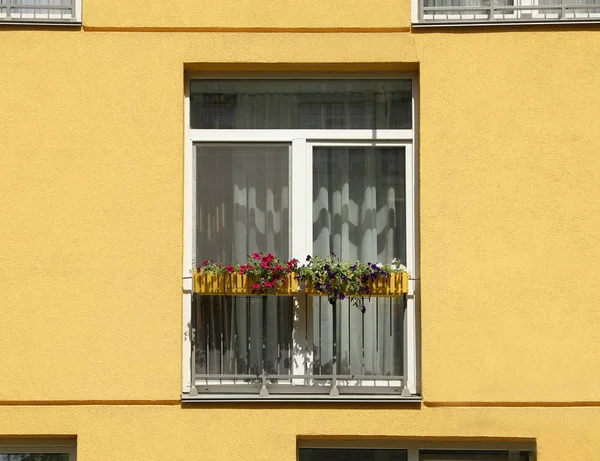 Farbenfroher moderner Bau mit Fenstern. städtische Architektur — Stockfoto
