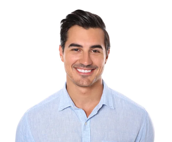 Portrait of handsome young man on white background — Stock Photo, Image