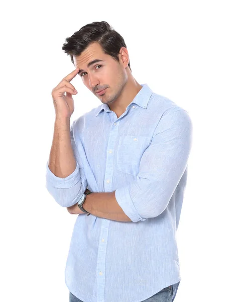 Portrait of handsome young man on white background — Stock Photo, Image