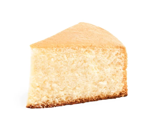 Trozo de delicioso pastel casero fresco sobre fondo blanco — Foto de Stock