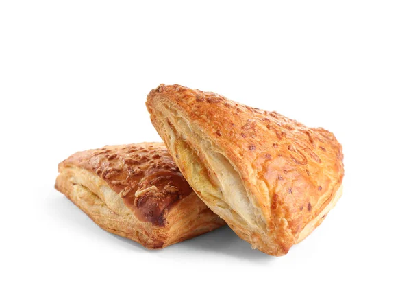 Fresh tasty puff pastry on white background — Stock Photo, Image