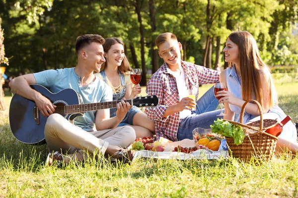 Jóvenes disfrutando de un picnic en el parque el día de verano — Foto de Stock