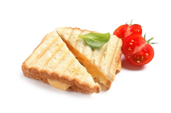 Φρέσκα σάντουιτς με τυρί και ντομάτα απομονωμένα σε λευκό — Φωτογραφία Αρχείου