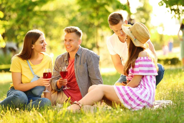 年轻人在夏天在公园里野餐 — 图库照片