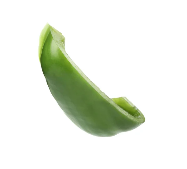 Slice of fresh green bell pepper on white background — Stock Photo, Image