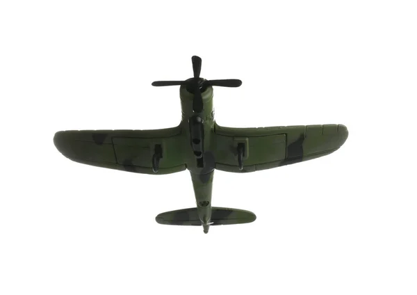 Vintage speelgoed militaire vliegtuig op witte achtergrond — Stockfoto