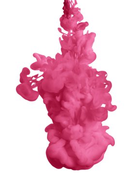 Beyaz arka planda pembe mürekkep sıçraması