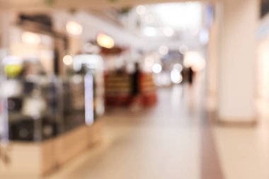 Modern alışveriş merkezi iç bulanık görünümü. Bokeh efekti