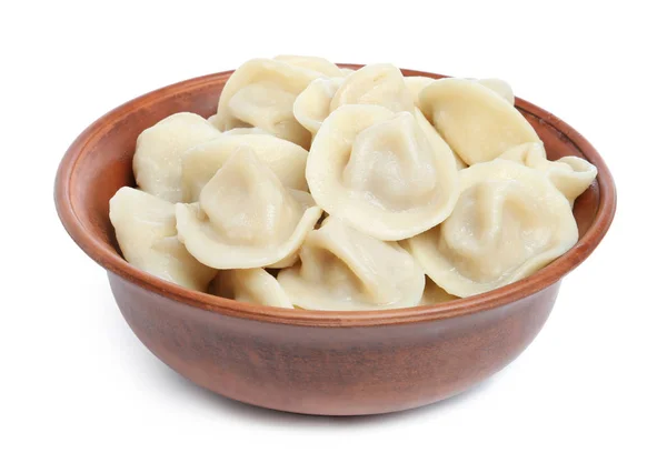 Lekkere dumplings in Bowl geïsoleerd op wit — Stockfoto