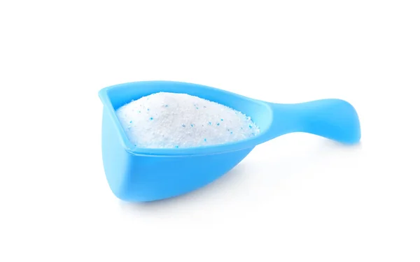Measuring scoop with laundry powder isolated on white — Stock Photo, Image